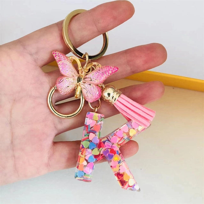 Classic Style Commute Letter Butterfly Resin Unisex Bag Pendant Keychain