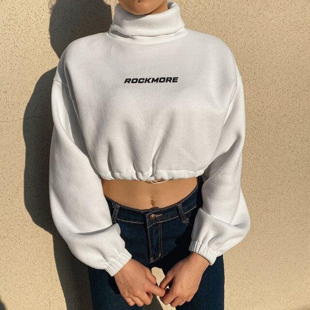 Fashion Pile Collar Autumn Woman's Hoodies Loose Cotton Warm Women Sweatshirts Lady Vintage Tops Short Clothes Pullover Tops - Shop Trendy Women's Fashion | TeeYours