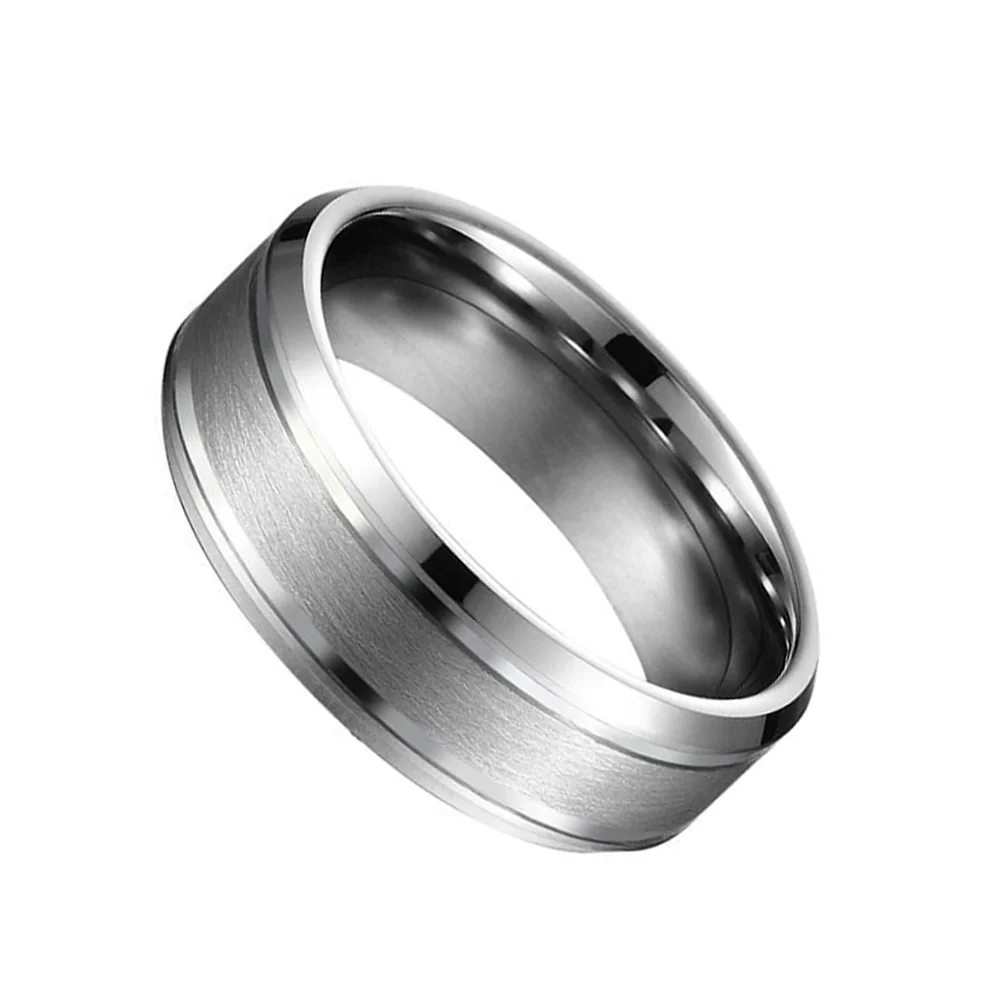 6MM 8MM Matte Center Beveled Tungsten Carbide Rings Anniversary For Couples