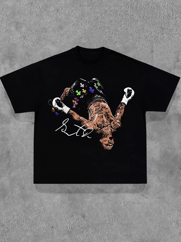Boxing Match Print Short Sleeve T-shirt