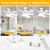 Socket Fan Light with Remote Screw in Ceiling Fan in Light Socket for Bedroom