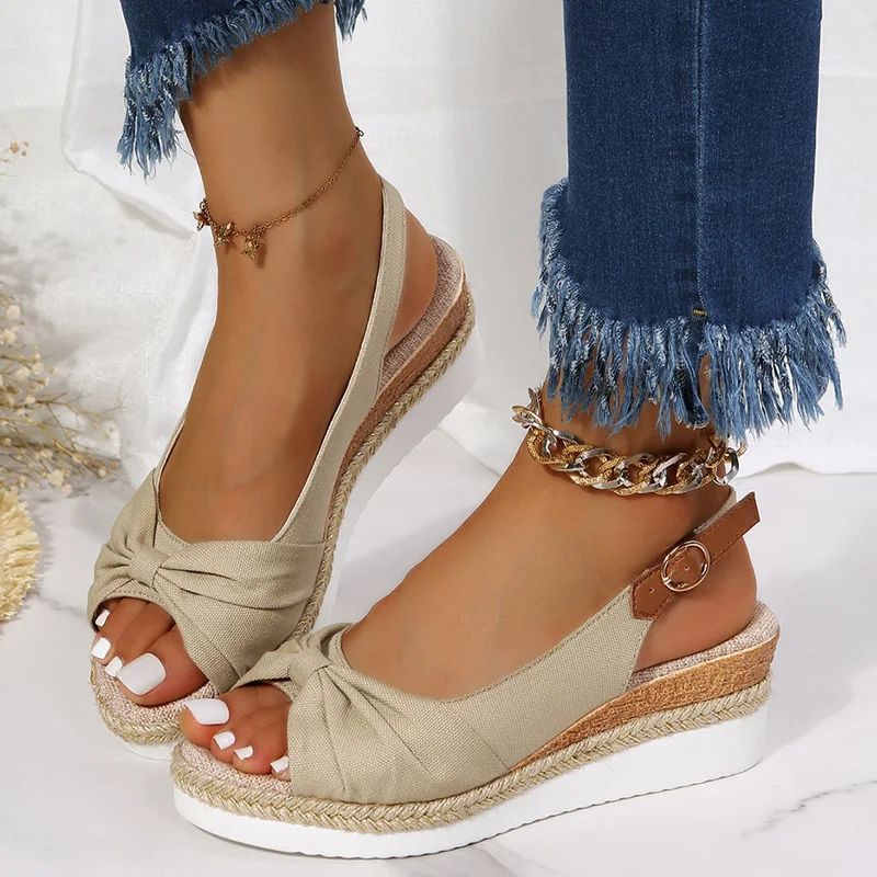 Zhungei Women's Peep Toe Wedge Sandals Summer Lightweight Casual Platform Sandals Woman Non Slip Espadrilles Gladiator Shoes Plus Size