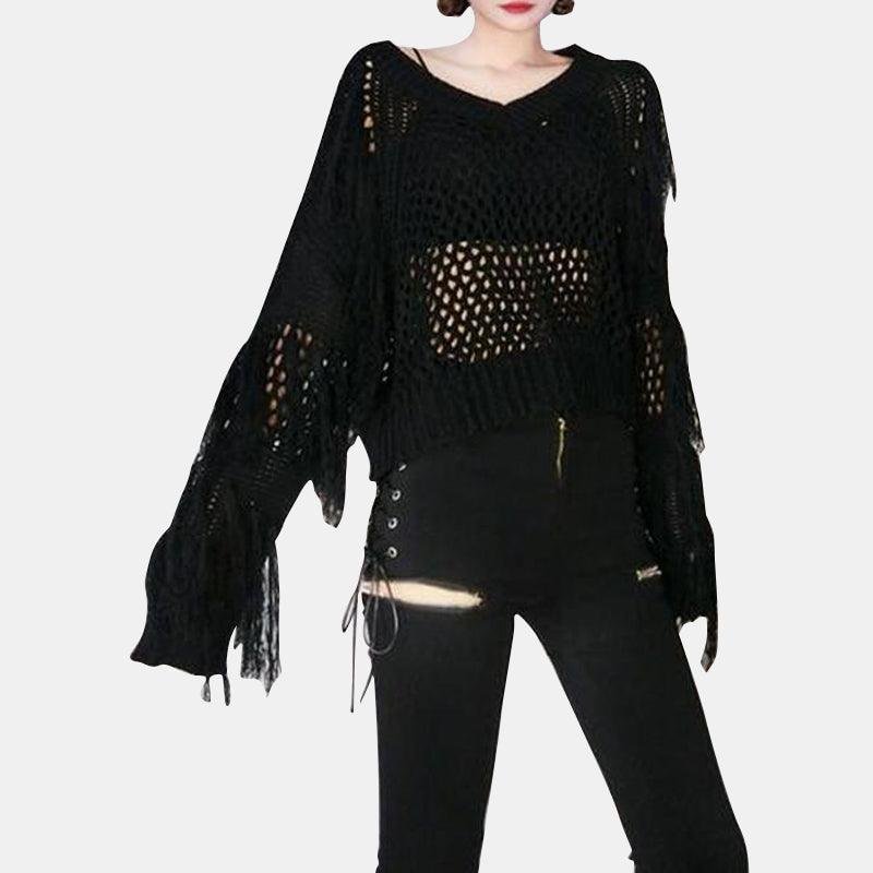 Hollow Out Tassel Knitted Pullover Top