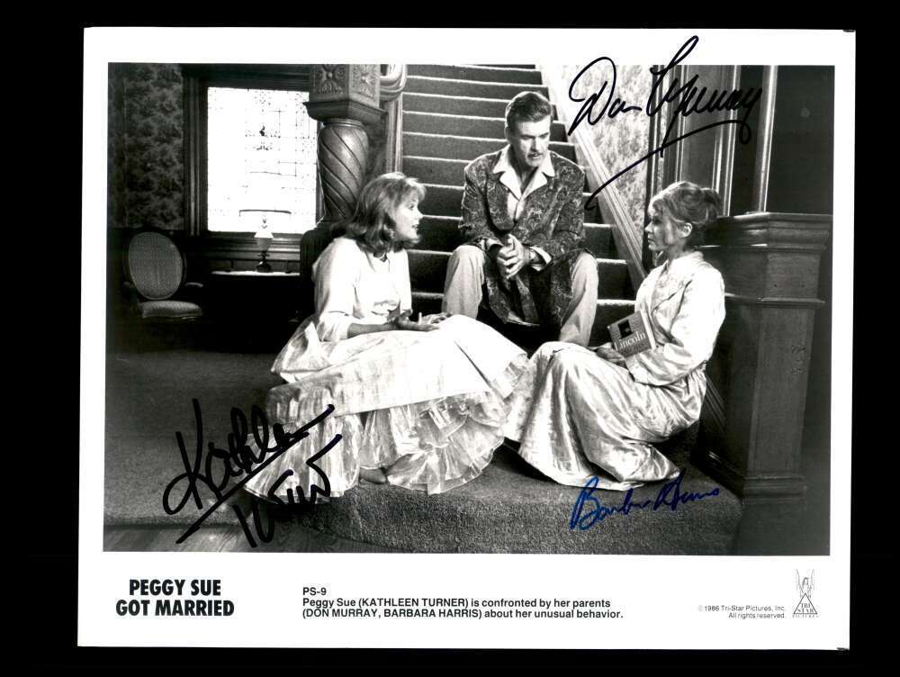 Kathlenn Turner Barbara Harris Don Murray JSA Signed 8x10 Peggy Sue Got Married