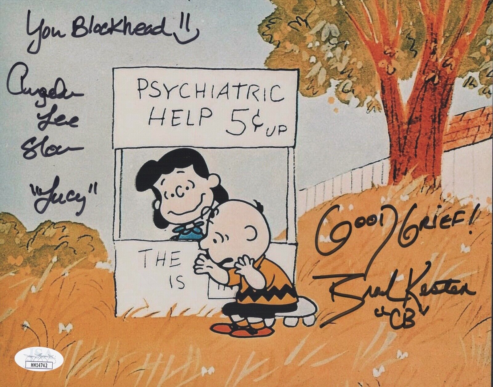 BRAD KESTEN & ANGELA LEE SLOAN Signed 8x10 PEANUTS Charlie & Lucy Photo Poster painting JSA COA