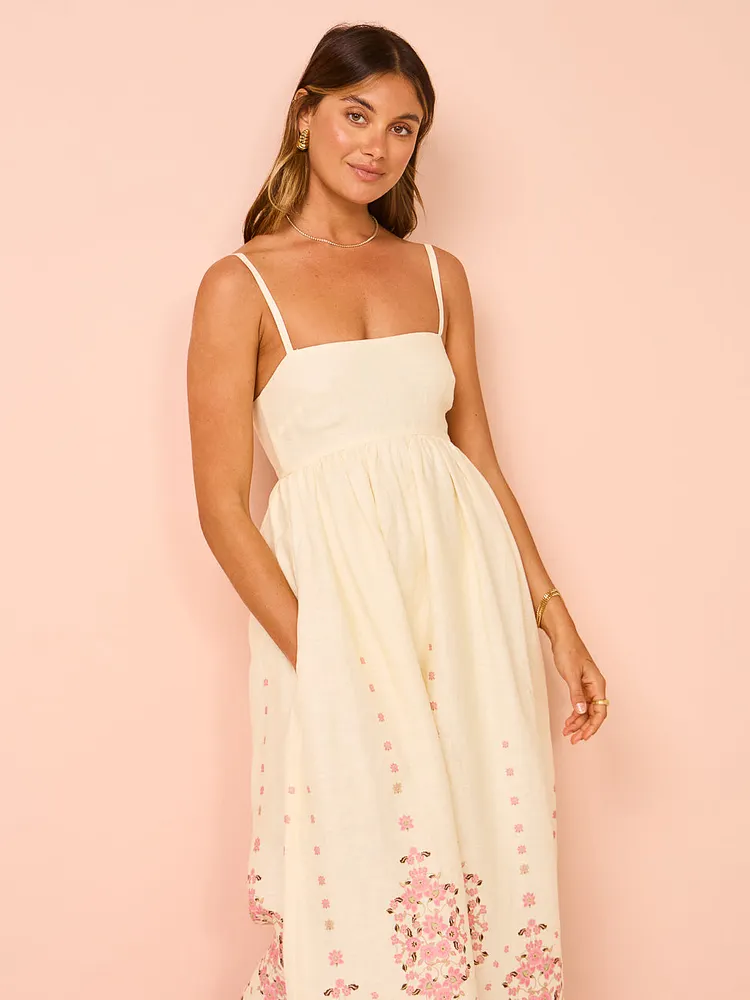 white christmas dresses Odessa Maxi Dress Cream Wallpaper-XL / CREAM WALLPAPER main image 1