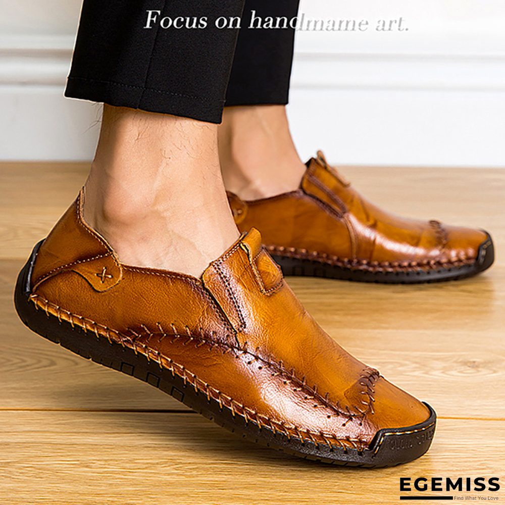 Men's Genuine Leather Loafers Shoes Handmade Soft Moccasins Flats Driving Shoes | EGEMISS