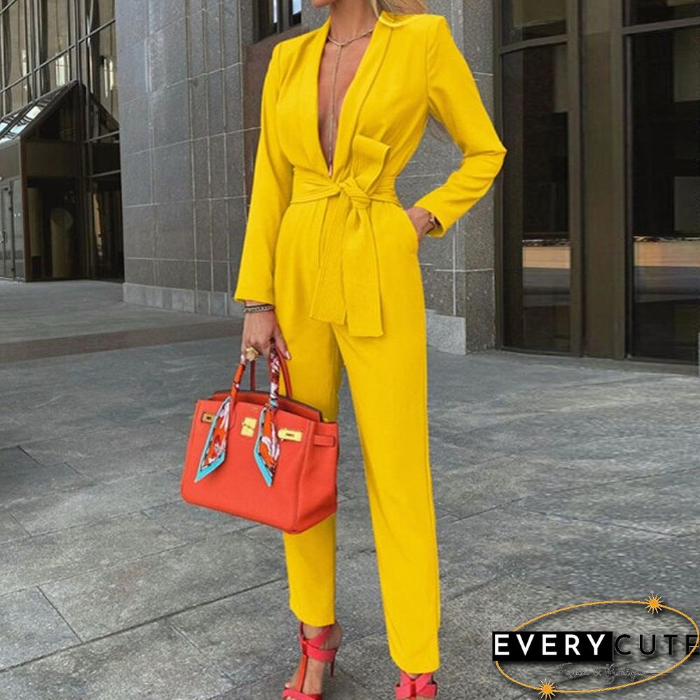 Lady Deep V Neck Jumpsuit Party Jumpsuit