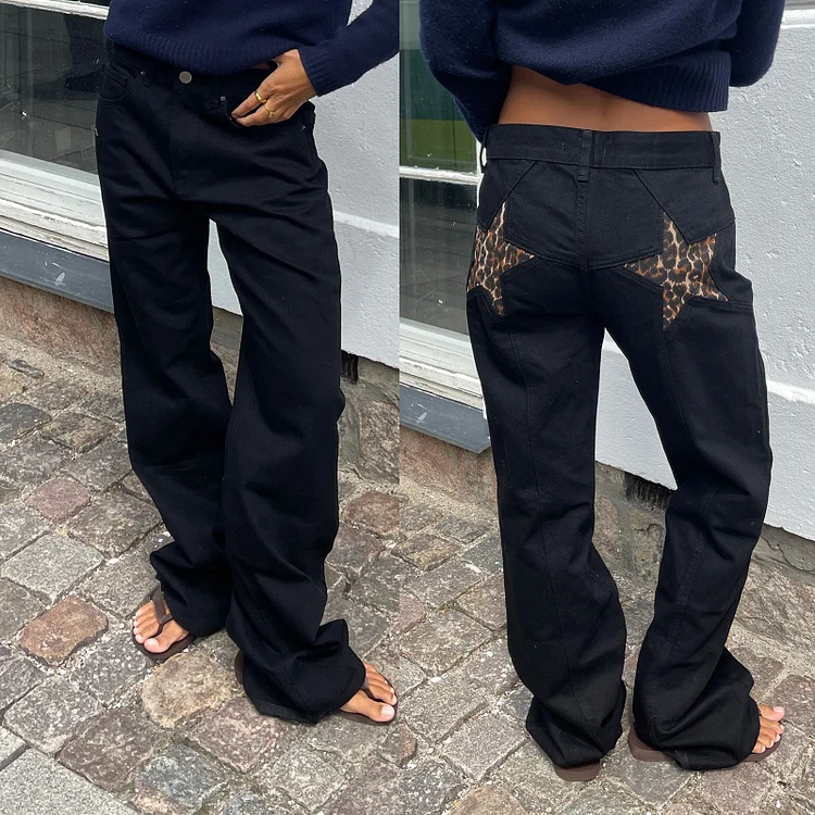 Vintage Back Star Contrast Patchwork Jeans