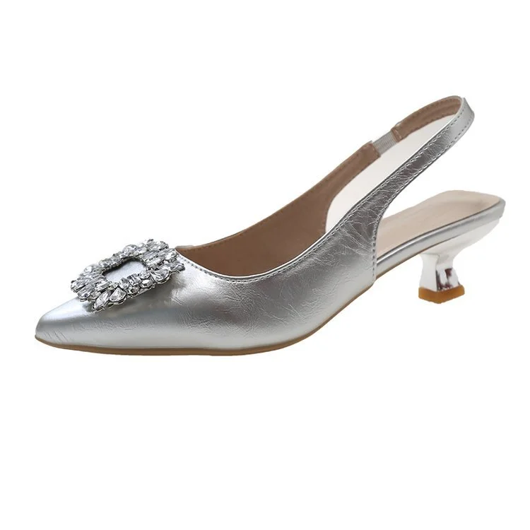 Yyvonne Summer New Pointed Sandals After The Ribbon With Large Size Square Buckle High Heels Gentle Fashion Women's Shoes