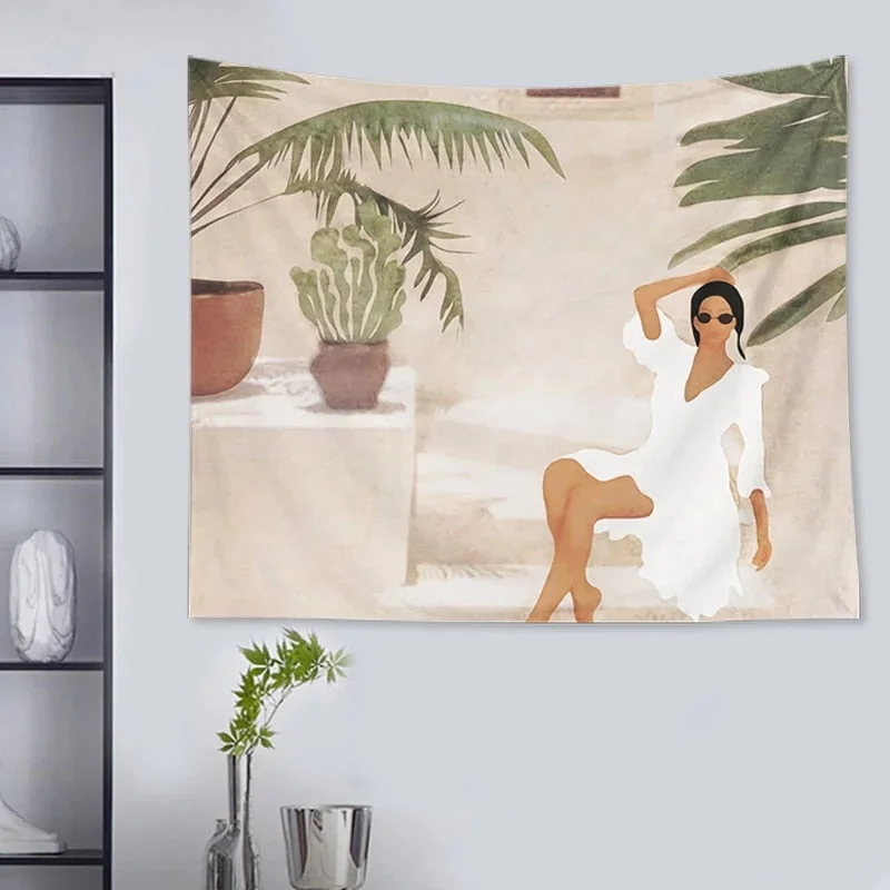 Abstract nordic Geometric Tapestry Tropic Modern Art Brown Wall Hanging ins Tapestry Decorative Tapestry For Home Decoration