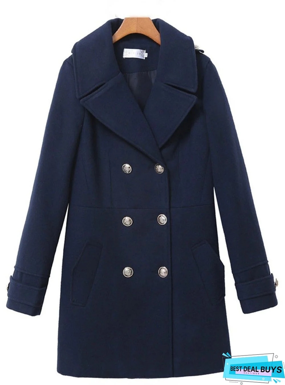 Woolen Women's Coat Double-Breasted Women's Coat