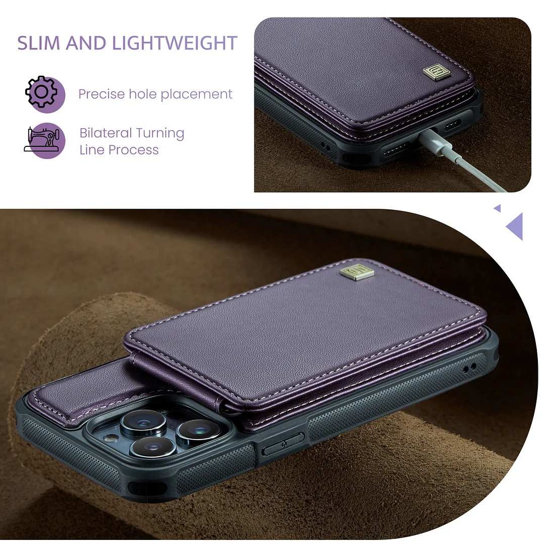 Double magnetic buckle flip up and down card case is suitable for iPhone series card back case