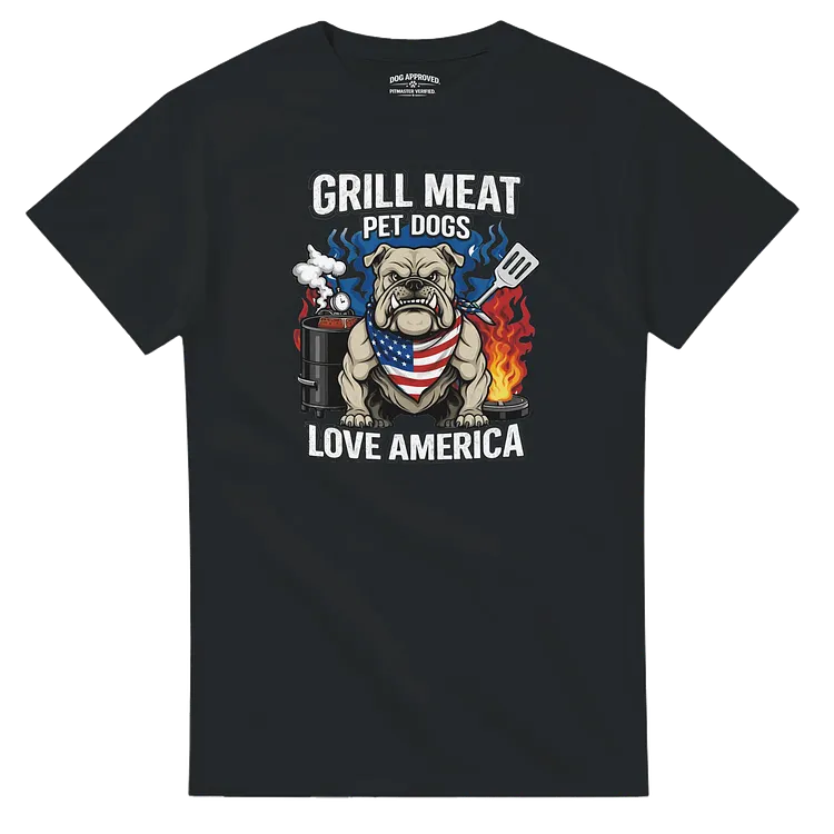 Grill Meat Pet Dogs Love America Shirt | Funny BBQ Dog Lover T-Shirt, Hoodie & Sweatshirt