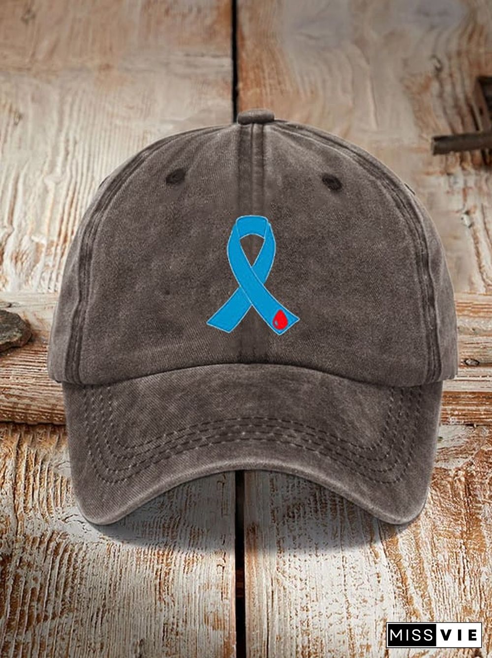 Diabetes Blue Ribbon Print Unisex Hat