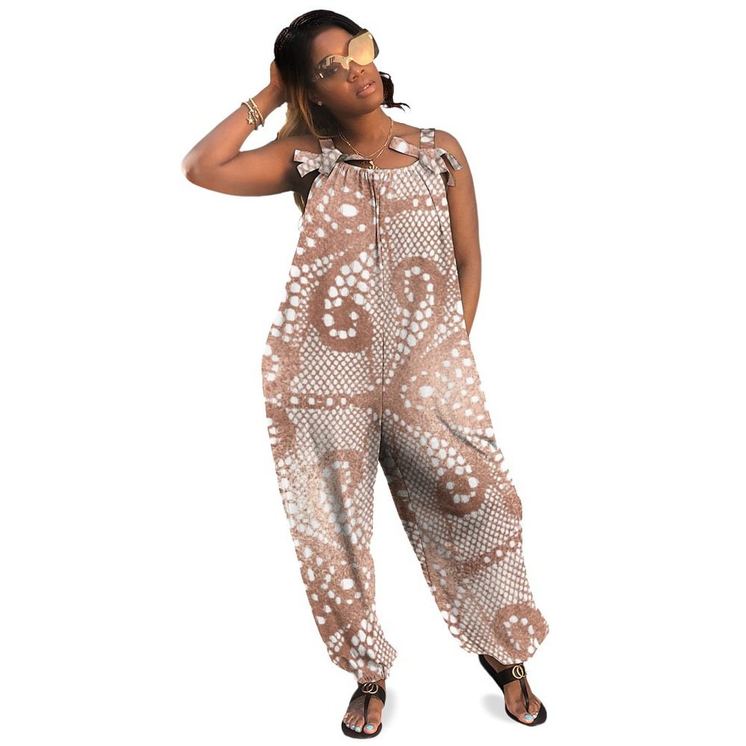 Girly Rose Gold Lace Blush Pink Boho Vintage Loose Overall Corset Jumpsuit Without Top