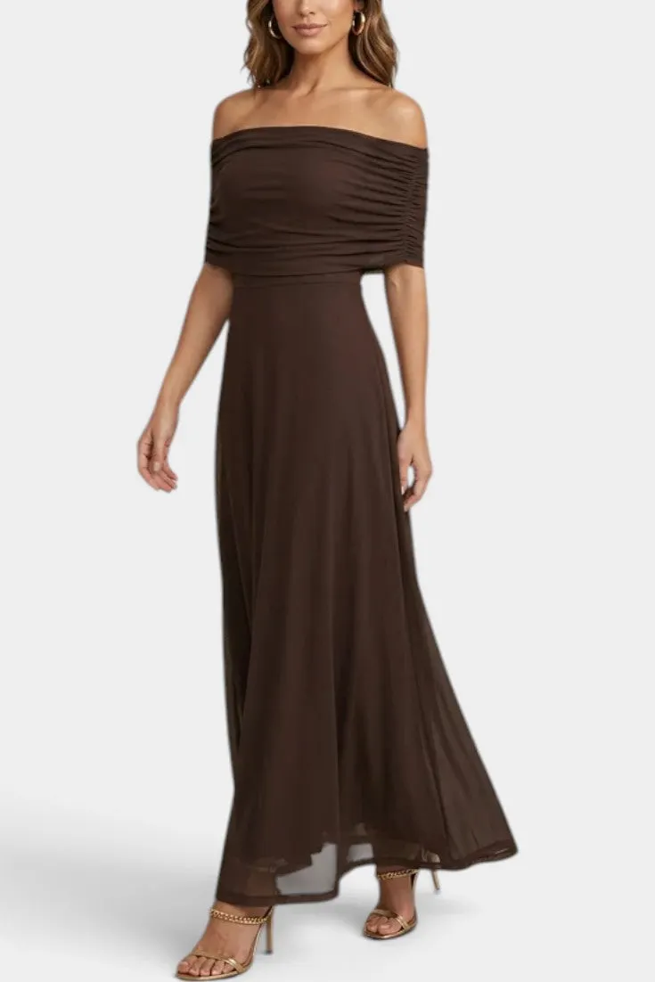 Off-the-Shoulder Ruched Maxi Dress