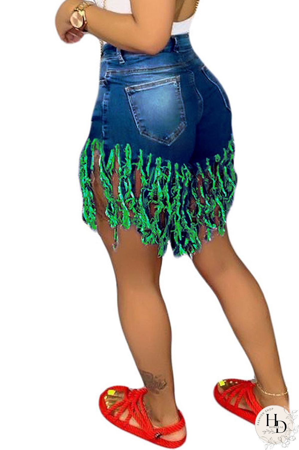 Royal blue Red Green Yellow Royal blue Tassel Design Denim
