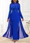 Shinning Sapphire Blue Side Slit Maxi Dress