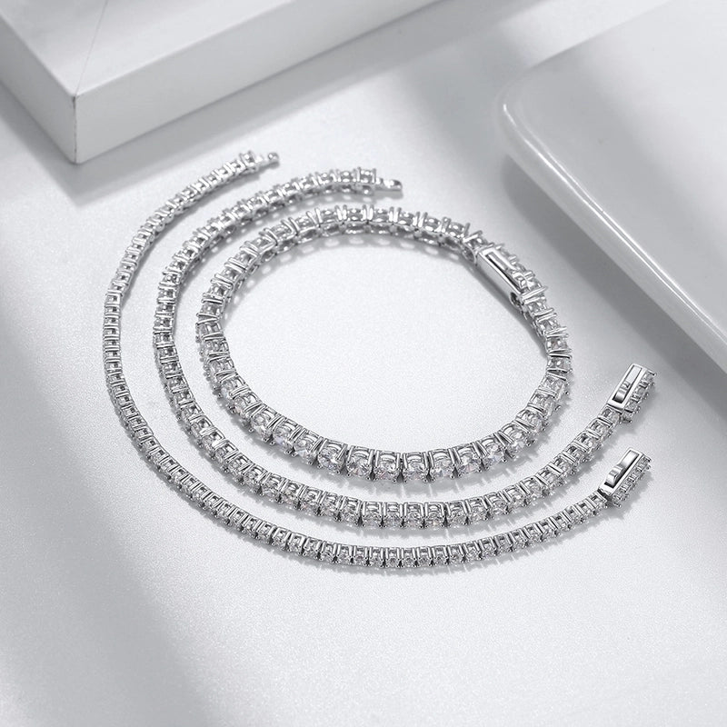 925 Sterling Silver Tennis Chain Bracelets Minimalist