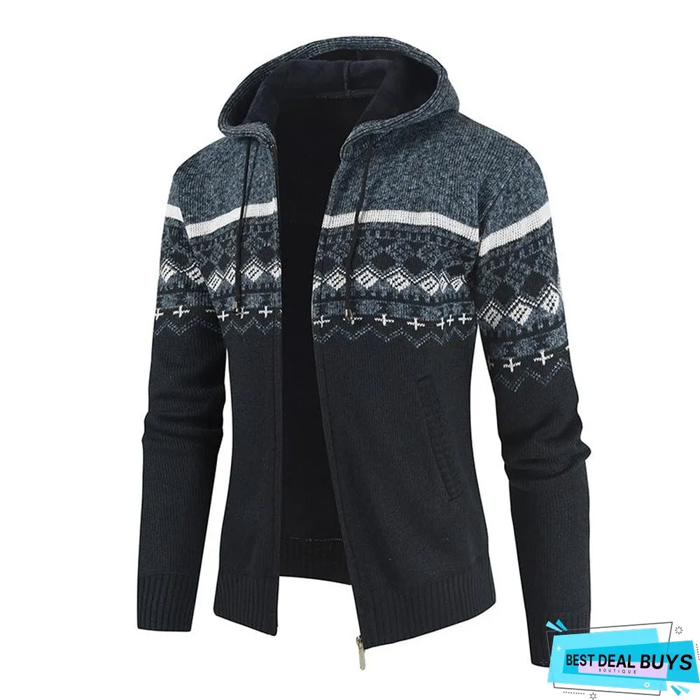 Men's Color Matching Cashmere Cardigan Sweater
