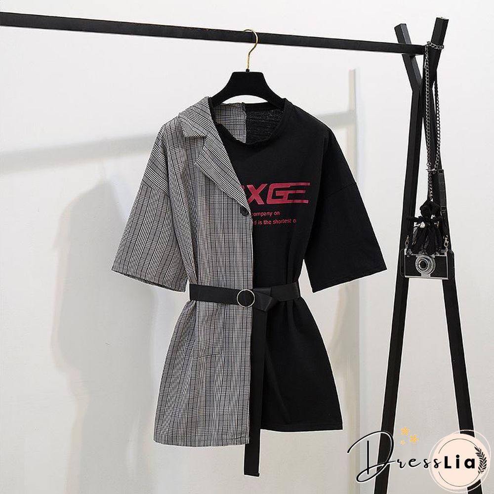 Fashion Plaid Patchwork Mini Dress P11635