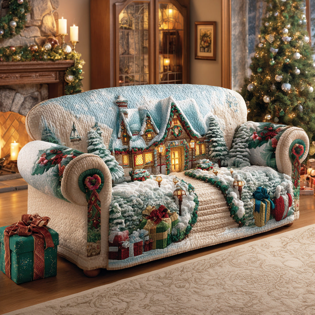 Enchanted Noel Forest Quilted Sofa Cover NCU0TD1828 everthome