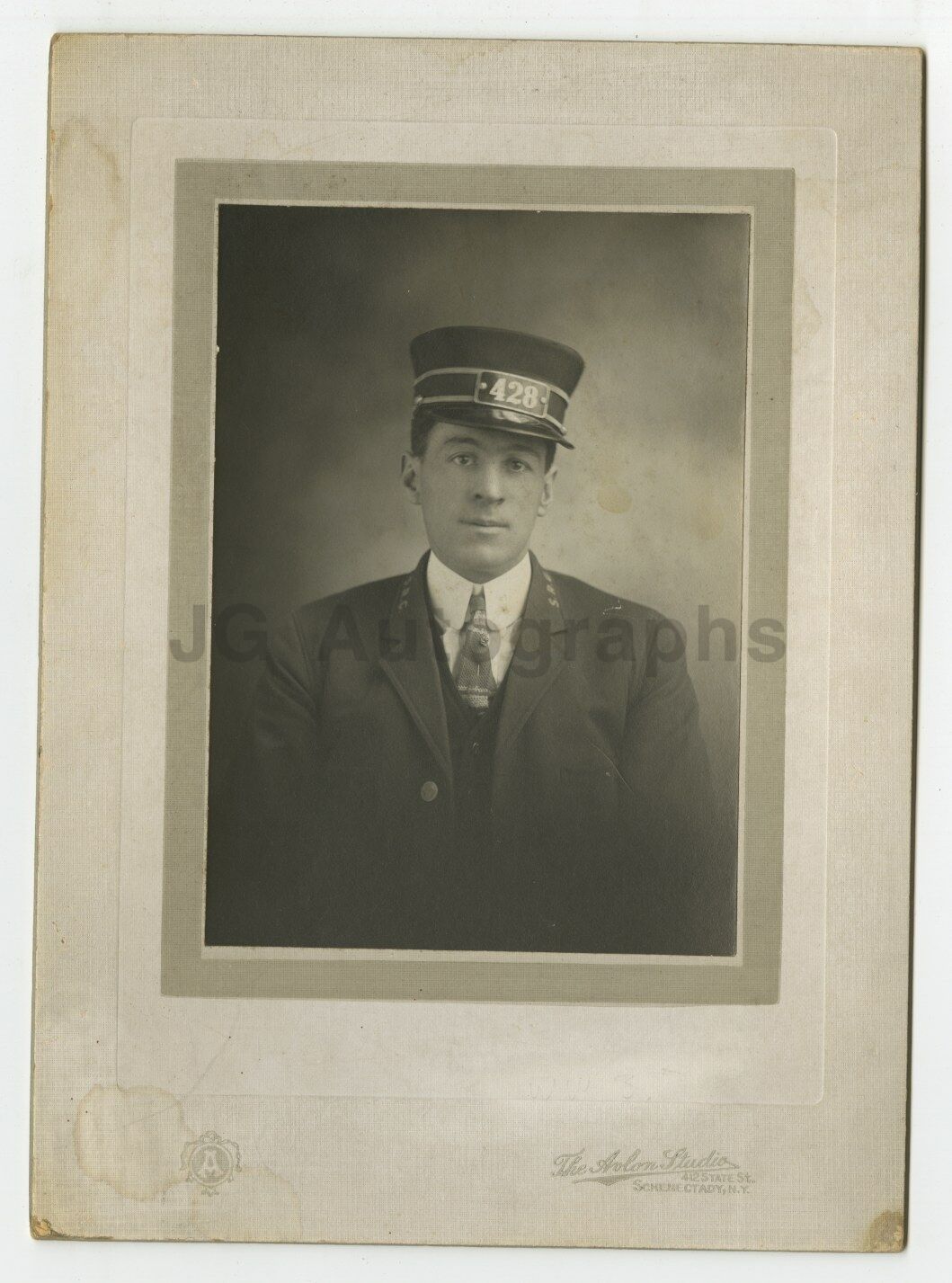 Vintage Silver Print Photo Poster paintinggraph of a Train Conductor - Schenectady, NY