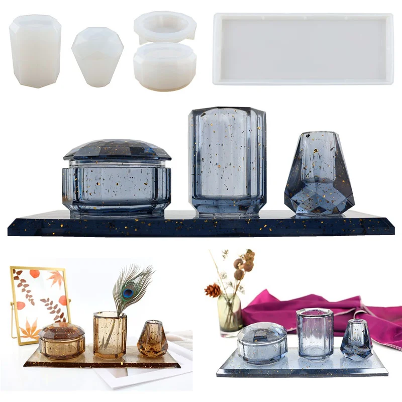 Office Desktop Storage Set Silicone Resin Mold(4 PCS)