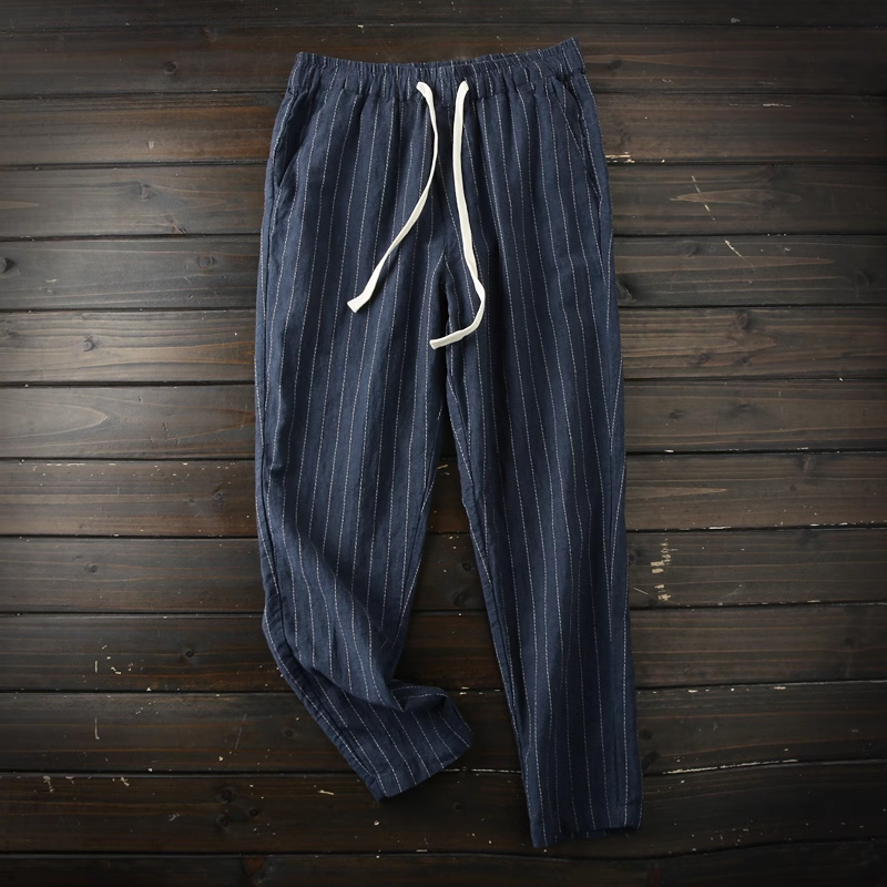 Men's Thin Cotton And Linen Nine-Point Casual Pants