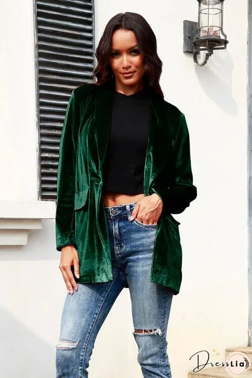 Button Up Pocketed Long Sleeve Jacket