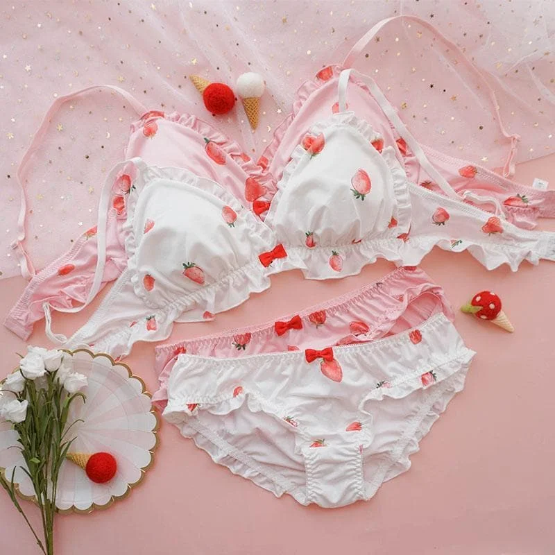 Cute Strawberry Bra Underwear Set SP13334