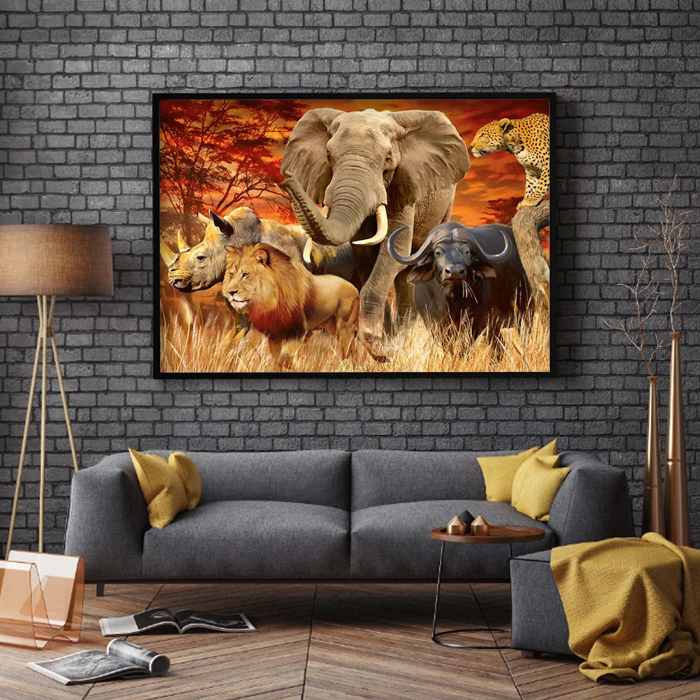 Diamond Painting - Full Round Drill - Jungle Animals(60*40cm)