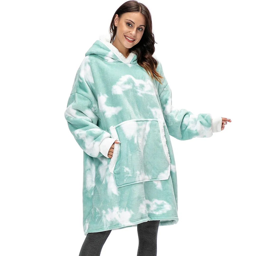 Wearable Blanket Men Women Giant Oversize Hoodie Sweatshirt Sweat Hooded Winter Bathrobe Blanket Sherpa Fleece Outwears