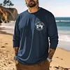 Men's Vintage Surf Shack Print Crew Neck Long Sleeve T-Shirt by Inlyline
