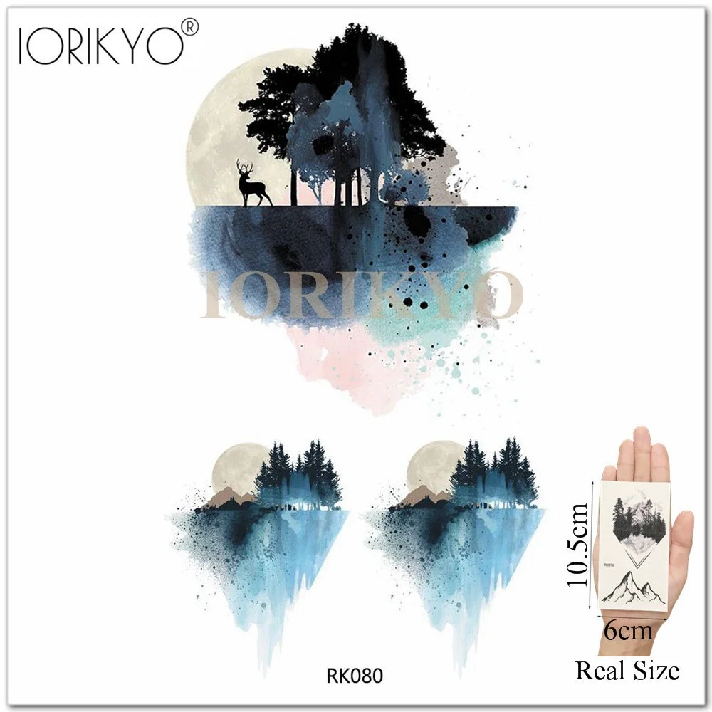 Watercolor Galaxy Cosmonaut Moon Whale Fake Tattoos Stickers For Kids Cartoon In Bulk Tattoo Temporary For Women Arm Tatoo Paste