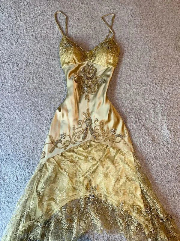 Gold exquisite beaded short/midlength homecoming dress cocktail party dress