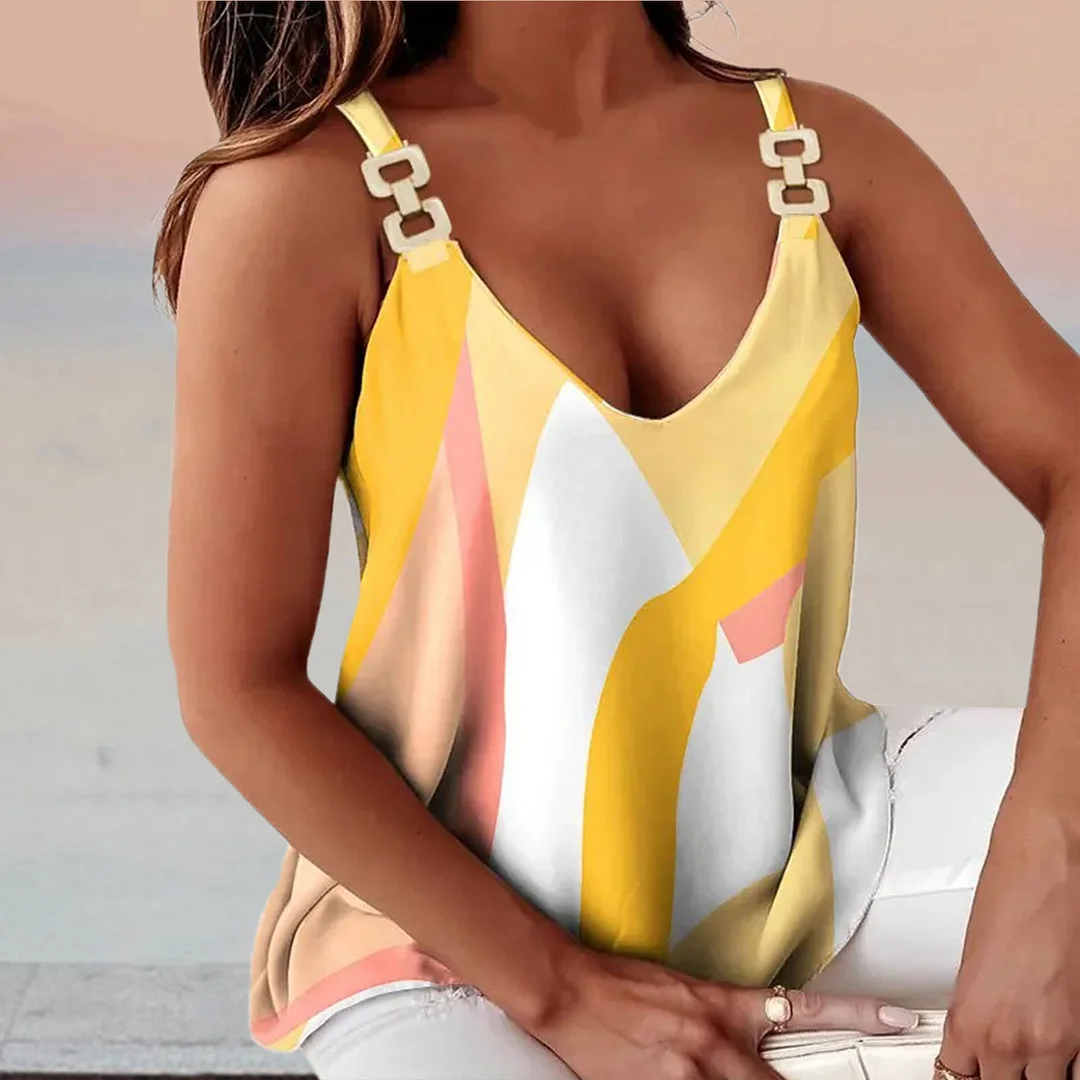 Women's Summer Soft Vintage Floral Printed Loose Sleeveless Vest Top