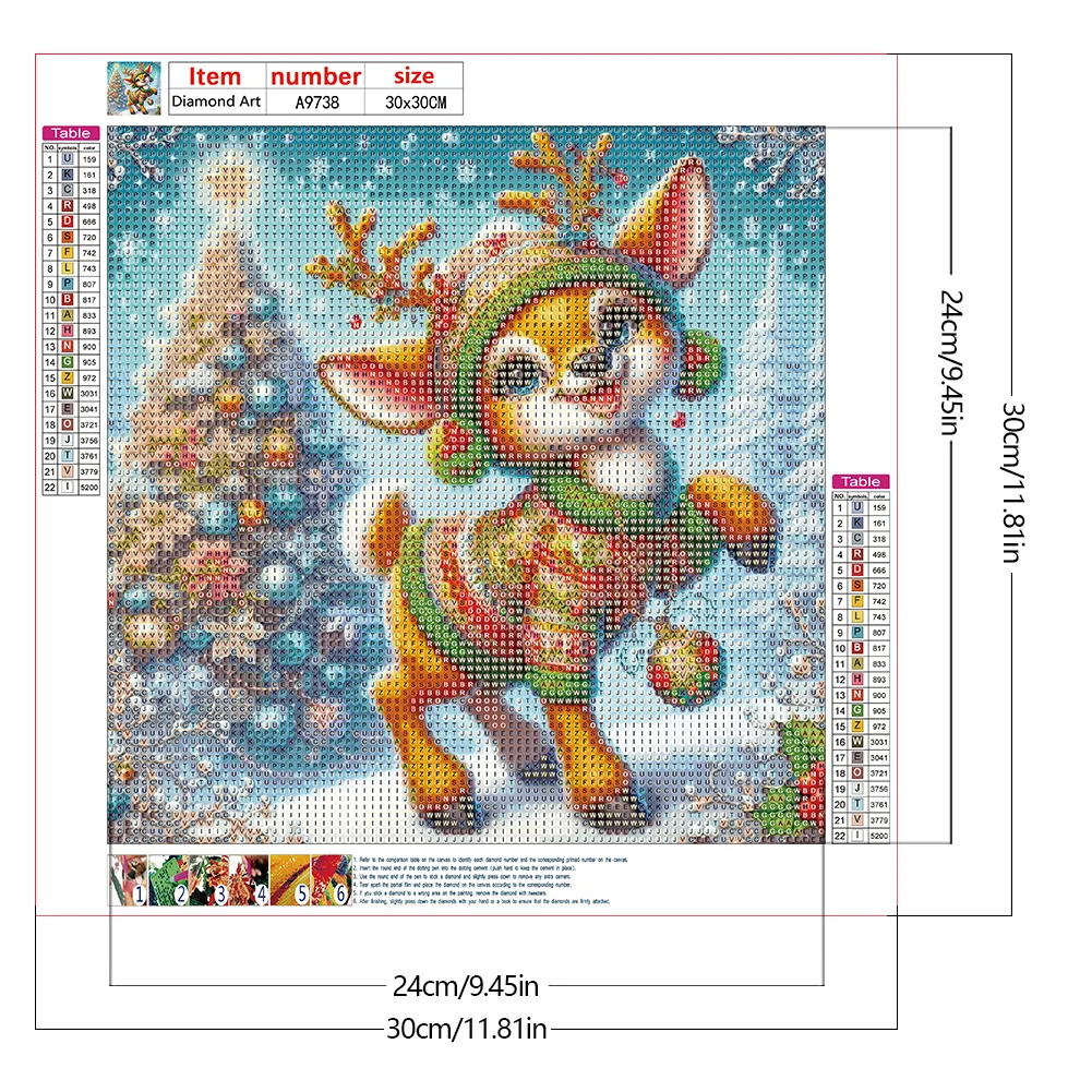 Diamond Painting - Full Round Drill - Xmas Deer(Canvas|30*30cm)