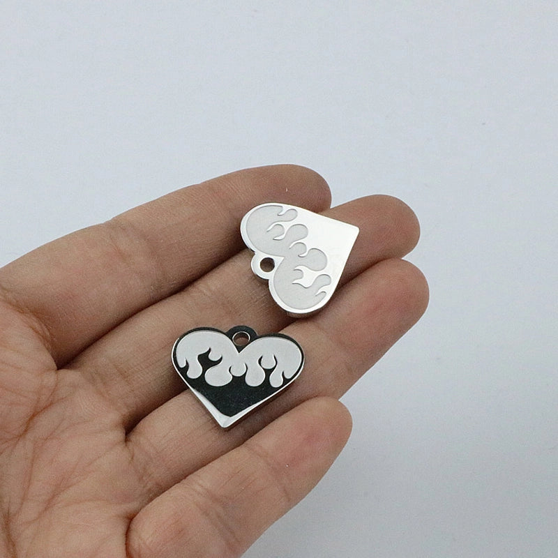 1 Piece 8 * 15mm 304 Stainless Steel Heart Shape Polished Pendant Chain Jewelry Accessories