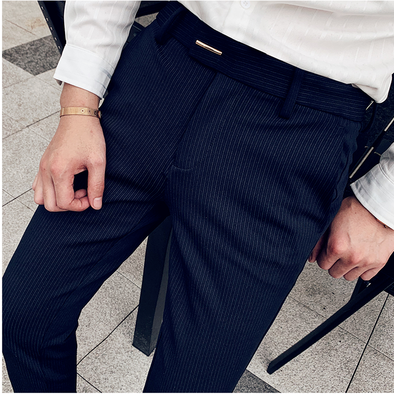 Mayfirstrecords Suit Trousers for Men – 2025 Autumn Pinstripe Dress Pants for Business Casual Fashion  