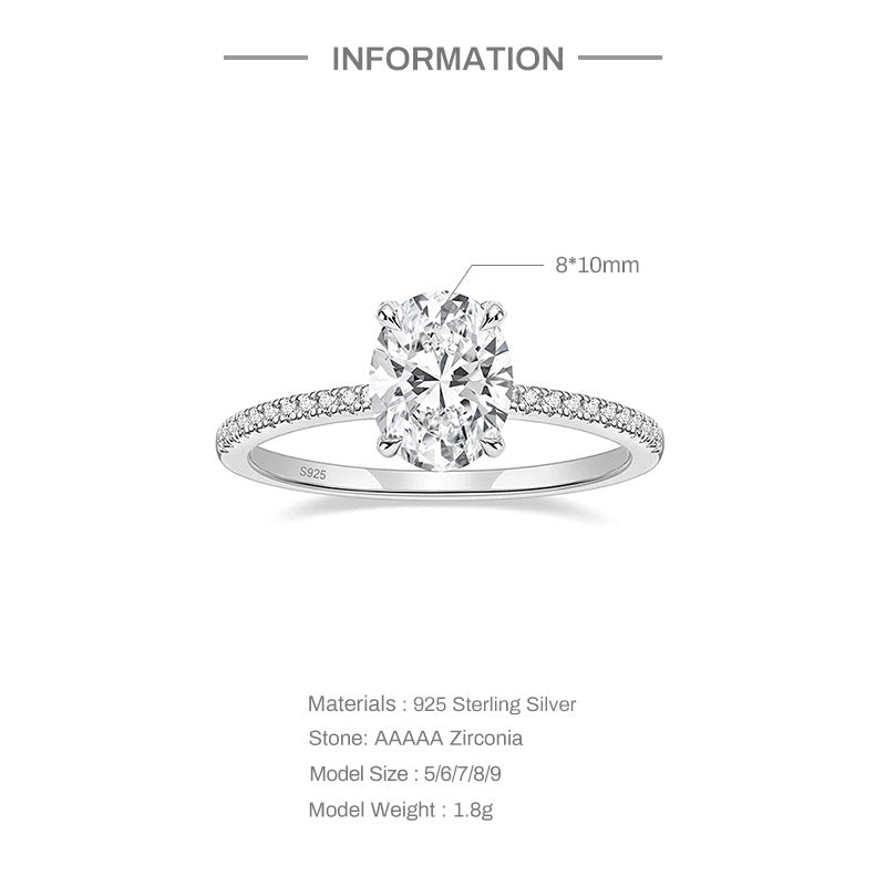 Sterling Silver Zircon Geometric Rings