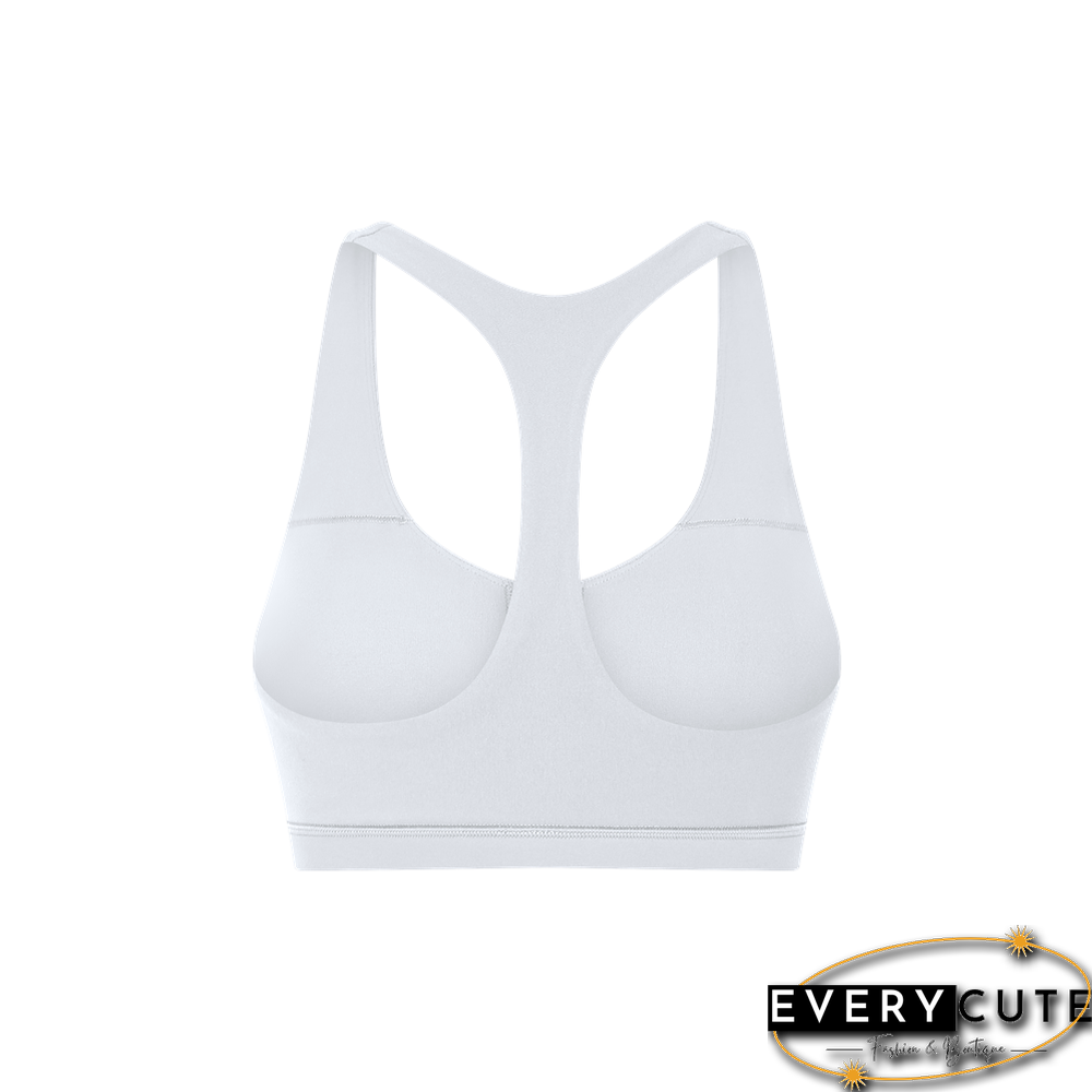 White Y Back Push-up Sports Vest Bra