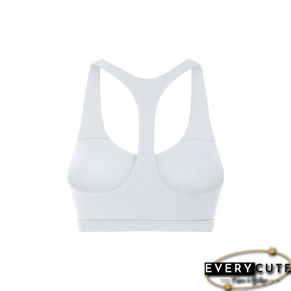 White Y Back Push-up Sports Vest Bra