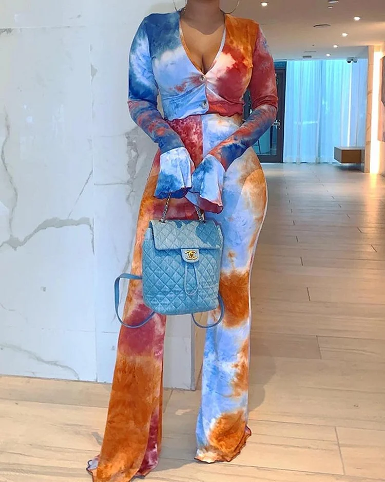 Two-piece Fashion Tie-dye Casual Trousers