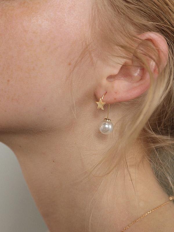 Star Imitation Pearls Earring