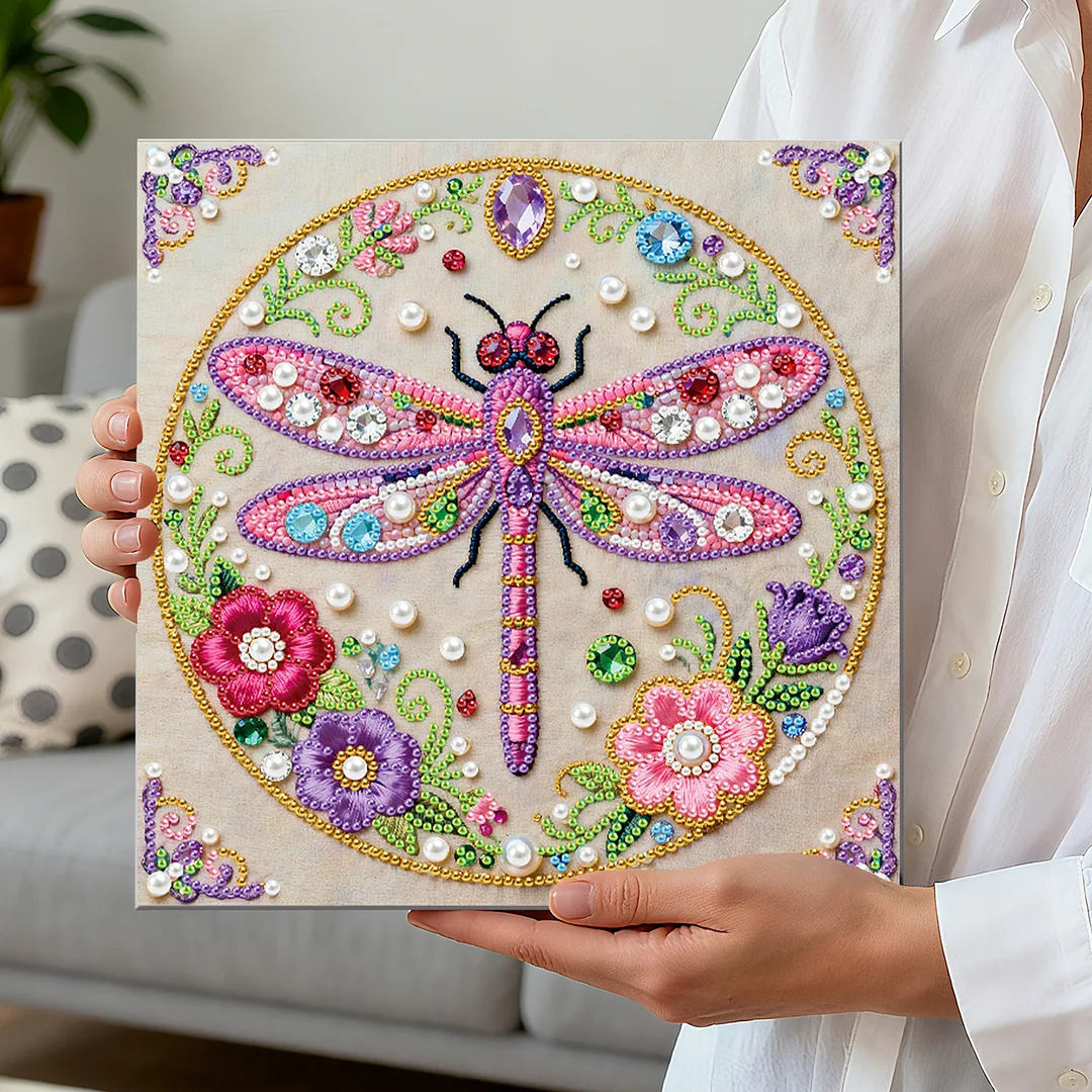 Dragonfly Art Diamond Painting Kit for Adults Home Decor 25x25cm With Frame