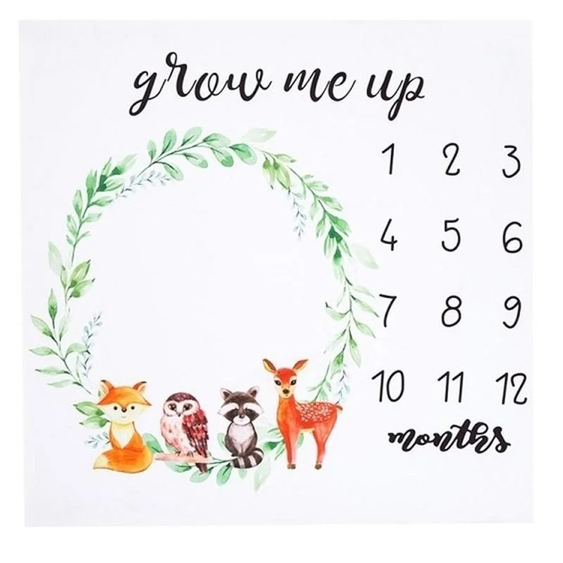 Cartoon Pattern Infant Baby Milestone Photo Props Background Blankets Backdrop Cloth Calendar Bebe Boy Girl Photo Accessories
