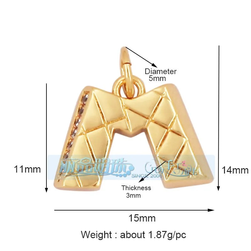 1 Piece 15 * 19mm Hole 5~5.9mm Copper Zircon Letter Heart Shape Pendant Jewelry Accessories