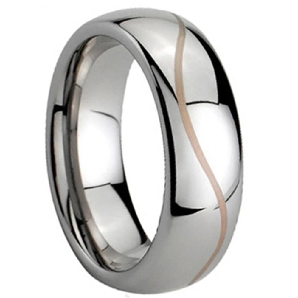 6MM 8MM Silver Tungsten Laser Rings Full Arc Men's Wedding